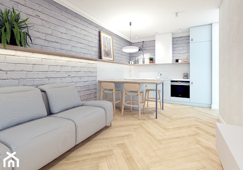 Salon i błękitna kuchnia - zdjęcie od NIÑAS New Interior Architecture Studio