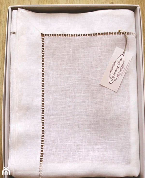 Obrus lniany biały 140x390 z ręczna mereżką - zdjęcie od Szykowny Dom - Homebook