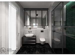KAZIMIERZOWSKA - Średnia z lustrem z marmurową podłogą z punktowym oświetleniem łazienka z oknem - zdjęcie od SOJKA & WOJCIECHOWSKI