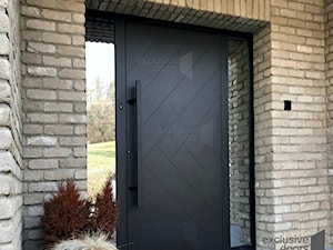 Aluminiowe drzwi wejściowe w kolorze czarnym strukturalnym