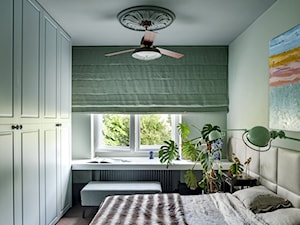 Garsoniera na Mokotowie - Mała szara sypialnia, styl nowoczesny - zdjęcie od Anna Koszela. Architekt wnętrz