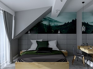 Nowoczesność w stylowym wydaniu - Średnia czarna sypialnia na poddaszu, styl nowoczesny - zdjęcie od Vzorovo