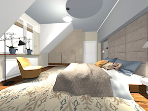 Dom pod Orzechem / Przestronna sypialnia ze skosem - zdjęcie od HABITAT DESIGN Magdalena Ślusarczyk