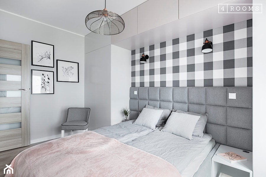 Aranżacja nowoczesnej sypialni w mieszkaniu na wynajem - zdjęcie od 4Rooms Studio