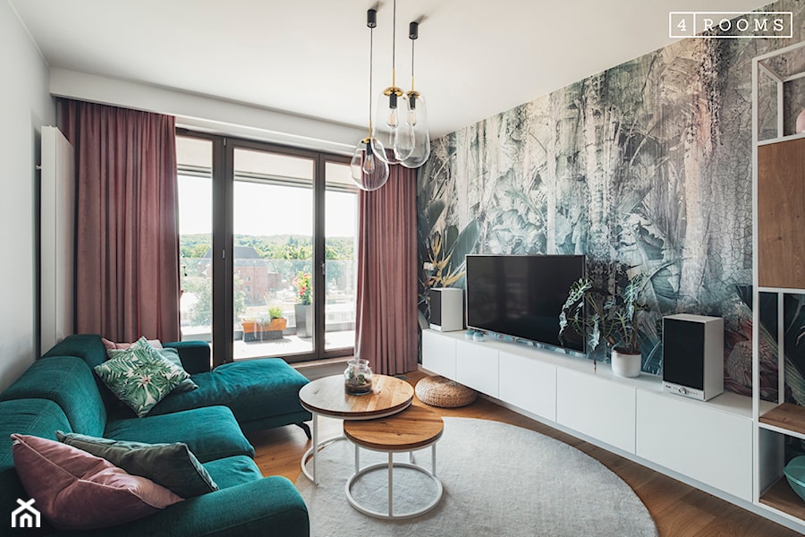 Aranżacja salonu w rodzinnym apartamencie na gdańskim Garnizonie - zdjęcie od 4Rooms Studio