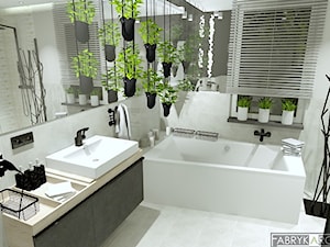 ŁAZIENKA DLA 2 - Średnia z lustrem łazienka z oknem, styl skandynawski - zdjęcie od Fabryka Architektury Ewa Czerwińska