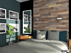 SYPIALNIA - Mała czarna niebieska sypialnia, styl nowoczesny - zdjęcie od Fabryka Architektury Ewa Czerwińska