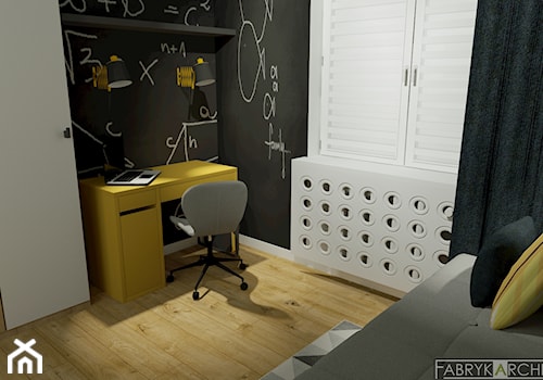 Pokój dla chłopca - Mały czarny pokój dziecka dla nastolatka dla chłopca, styl nowoczesny - zdjęcie od Fabryka Architektury Ewa Czerwińska