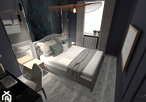 Klimatyczna sypialnia - Średnia czarna z biurkiem sypialnia, styl nowoczesny - zdjęcie od AS studio