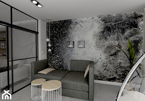 wakacyjny Penthouse - Mały biały czarny salon, styl nowoczesny - zdjęcie od AS studio