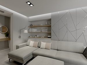 wakacyjny Penthouse - Średni beżowy biały salon, styl nowoczesny - zdjęcie od AS studio