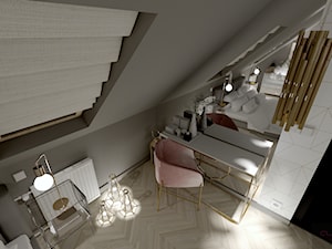 Sypialnia - Średnia biała szara sypialnia na poddaszu, styl nowoczesny - zdjęcie od AS studio