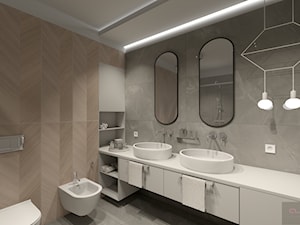 wakacyjny Penthouse - Średnia bez okna z dwoma umywalkami łazienka, styl nowoczesny - zdjęcie od AS studio