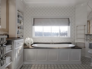 Łazienka w stylu klasyka - Średnia z lustrem z punktowym oświetleniem łazienka z oknem, styl tradycyjny - zdjęcie od archwiz-ok