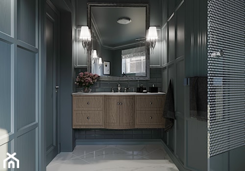 projekt łazienki w stylu klasycznym i glamour - Mała z lustrem łazienka z oknem, styl tradycyjny - zdjęcie od archwiz-ok