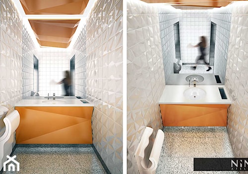 NINE ATELIER - wnętrza toalety publicznej w Płocku - zdjęcie od NINE ATELIER | Architekt Poznań | Architekt wnętrz Poznań | Biuro projektowe Poznań | Pracowania architektoniczna Poznań