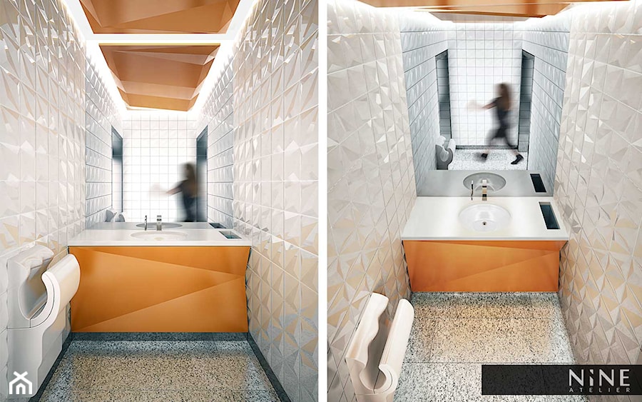 NINE ATELIER - wnętrza toalety publicznej w Płocku - zdjęcie od NINE ATELIER | Architekt Poznań | Architekt wnętrz Poznań | Biuro projektowe Poznań | Pracowania architektoniczna Poznań