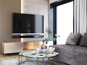 Przytulny salon z elementami złota, bieli i beżu - zdjęcie od igloo studio