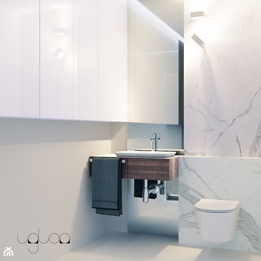 Biała łazienka z elementami drewna - zdjęcie od igloo studio