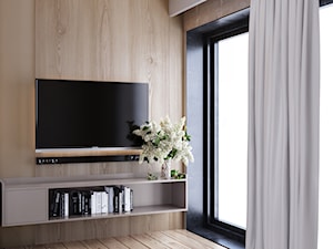 Ściana tv wykończona drewnem - zdjęcie od igloo studio