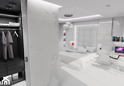 Whitespace - Średnia biała z biurkiem sypialnia z garderobą, styl nowoczesny - zdjęcie od MoonfieldStudio