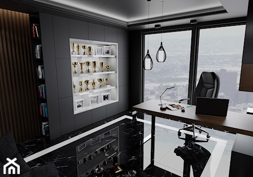 Jack's time - Średnie w osobnym pomieszczeniu z sofą brązowe czarne szare biuro, styl nowoczesny - zdjęcie od MoonfieldStudio