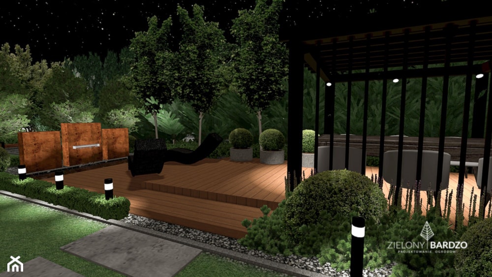 Oświetlenie tarasu wydłuża czas użytkowania ogrodu - zdjęcie od ZIELONY BARDZO - Homebook