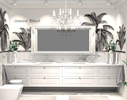 Luksusowa łazienka w bieli z palmami - zdjęcie od Studio Projektowe Joanna Blond - Homebook