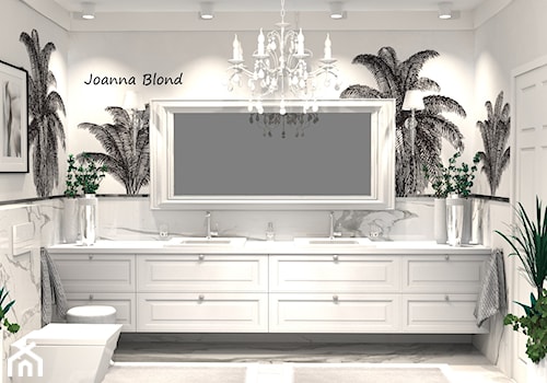 Luksusowa łazienka w bieli z palmami - zdjęcie od Studio Projektowe Joanna Blond