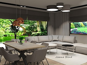 Luksusowy salon z jadalnią z dodatkiem miedzi - zdjęcie od Studio Projektowe Joanna Blond