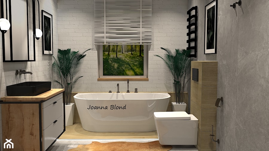 Salon kąpielowy w cegle - zdjęcie od Studio Projektowe Joanna Blond