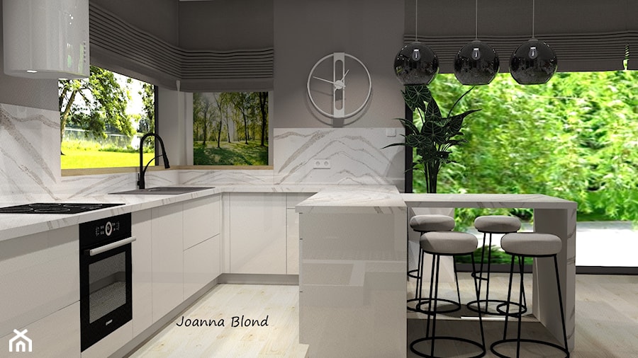 Luksusowa kuchnia w marmurze i bieli - zdjęcie od Studio Projektowe Joanna Blond