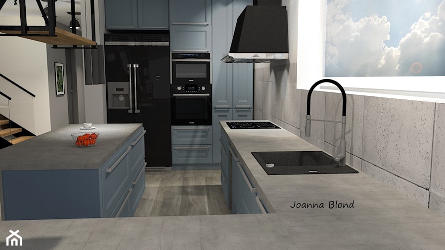 Kuchnia w kolorach niebieskich i betonach - zdjęcie od Studio Projektowe Joanna Blond