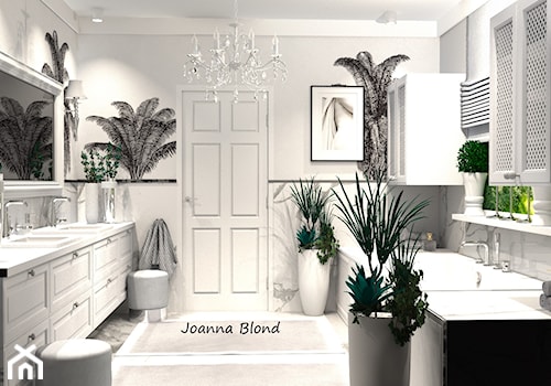 Luksusowy salon kąpielowy z palmami - zdjęcie od Studio Projektowe Joanna Blond