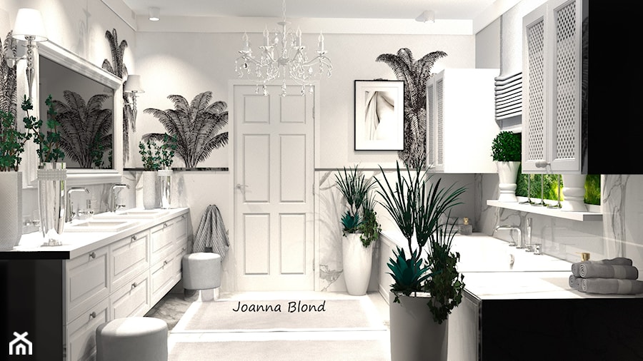 Luksusowy salon kąpielowy z palmami - zdjęcie od Studio Projektowe Joanna Blond