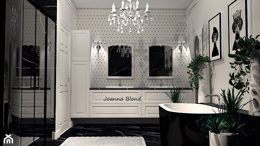 Luksusowy salon kąpielowy black&white - zdjęcie od Studio Projektowe Joanna Blond