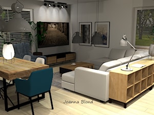 Salon z jadalnią w stylu industrial - zdjęcie od Studio Projektowe Joanna Blond