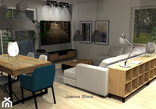 Salon z jadalnią w stylu industrial - zdjęcie od Studio Projektowe Joanna Blond