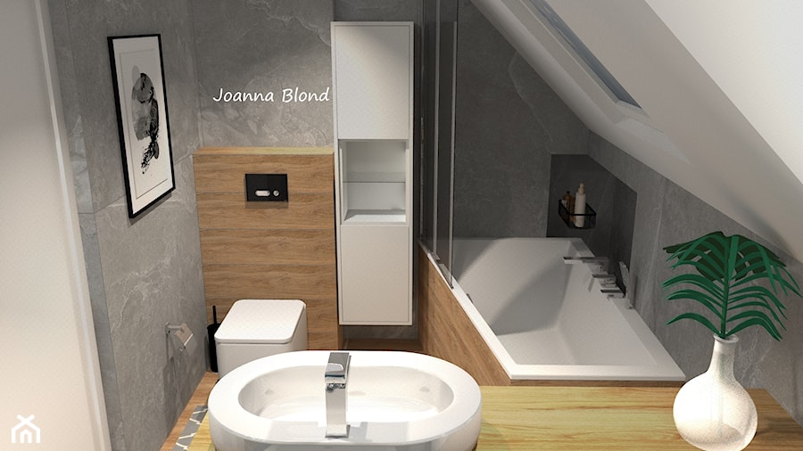 Łazienka ze skosami - zdjęcie od Studio Projektowe Joanna Blond