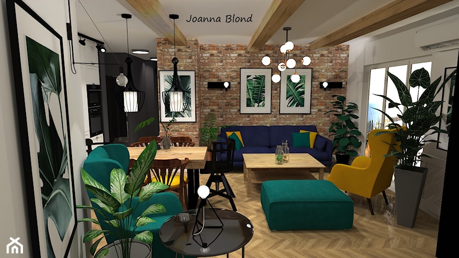 Salon w stylu industrialnym - zdjęcie od Studio Projektowe Joanna Blond