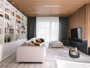 Apartament w Gdyni - Duży biały salon, styl nowoczesny - zdjęcie od Kowalczyk Gajda Studio Projektowe
