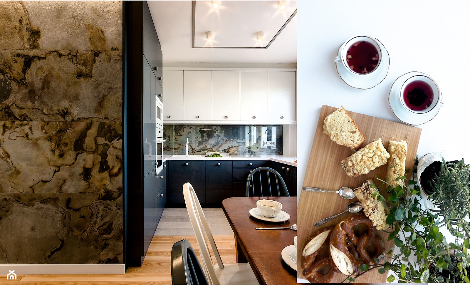 Mieszkanie w Gdyni - Średnia otwarta z kamiennym blatem szara z zabudowaną lodówką z nablatowym zlewozmywakiem kuchnia w kształcie litery u z oknem, styl nowoczesny - zdjęcie od Kowalczyk Gajda Studio Projektowe - Homebook