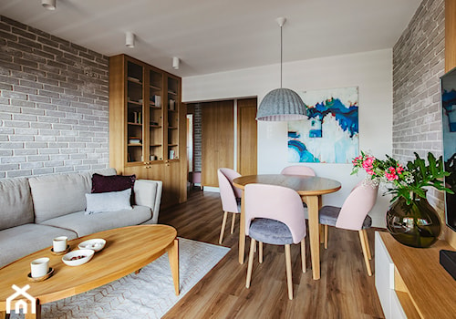 Mieszkanie na Helu - Średni biały szary salon z jadalnią, styl nowoczesny - zdjęcie od Kowalczyk Gajda Studio Projektowe