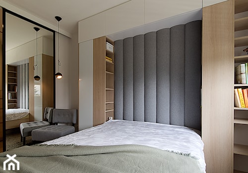 Mieszkanie Gdynia Chwarzno - Mała biała sypialnia, styl nowoczesny - zdjęcie od Kowalczyk Gajda Studio Projektowe