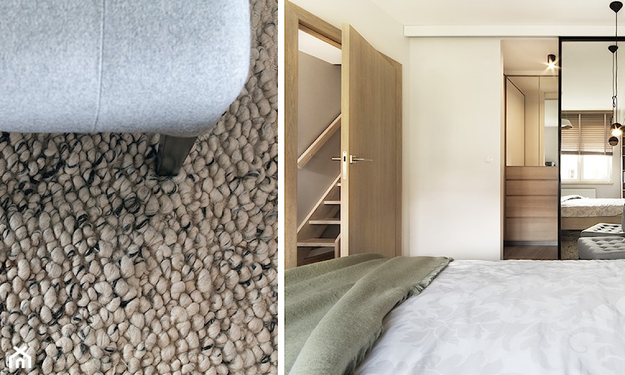 Mieszkanie Gdynia Chwarzno - Średnia biała sypialnia z łazienką, styl nowoczesny - zdjęcie od Kowalczyk Gajda Studio Projektowe