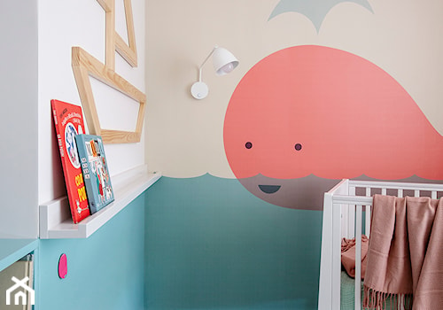 Mieszkanie Gdańsk Niepołomicka - Mały beżowy biały niebieski pokój dziecka dla niemowlaka dla chłopca dla dziewczynki, styl tradycyjny - zdjęcie od Kowalczyk Gajda Studio Projektowe