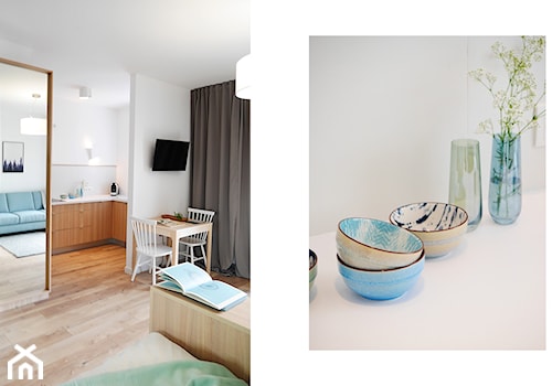 Mieszkanie Zajezdnia Wrzeszcz - Średni biały szary salon z jadalnią, styl skandynawski - zdjęcie od Kowalczyk Gajda Studio Projektowe