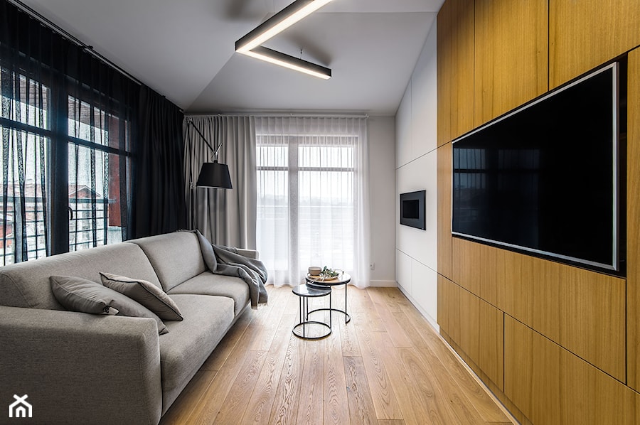 Apartament Gdańsk Jelitkowo - Średni biały salon, styl nowoczesny - zdjęcie od Kowalczyk Gajda Studio Projektowe