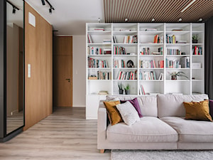 Apartament w Gdyni - Mały biały czarny salon, styl nowoczesny - zdjęcie od Kowalczyk Gajda Studio Projektowe