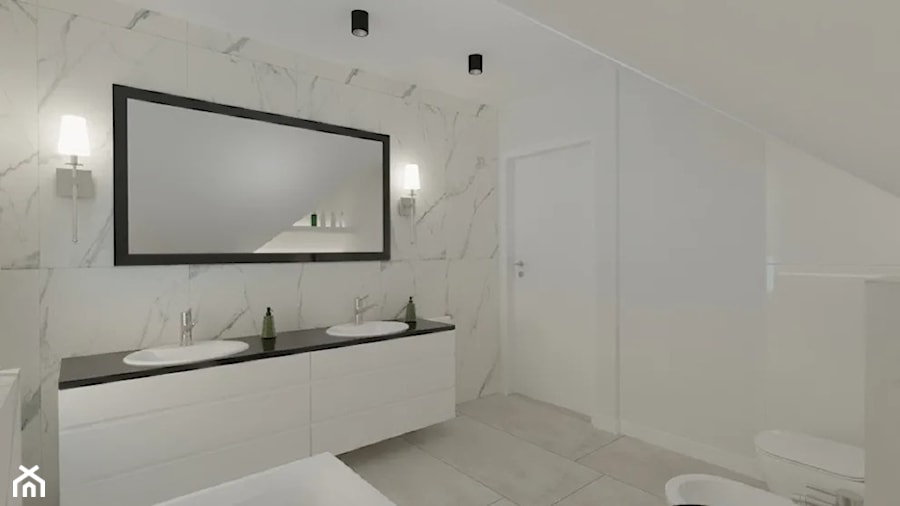 Marmurowa łazienka na poddaszu - zdjęcie od MGArchitekci.pl